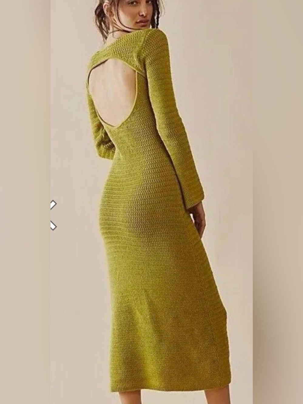 FP Beach Cream Open Knit Crochet Long-Sleeve Dress - Picture 4 of 4